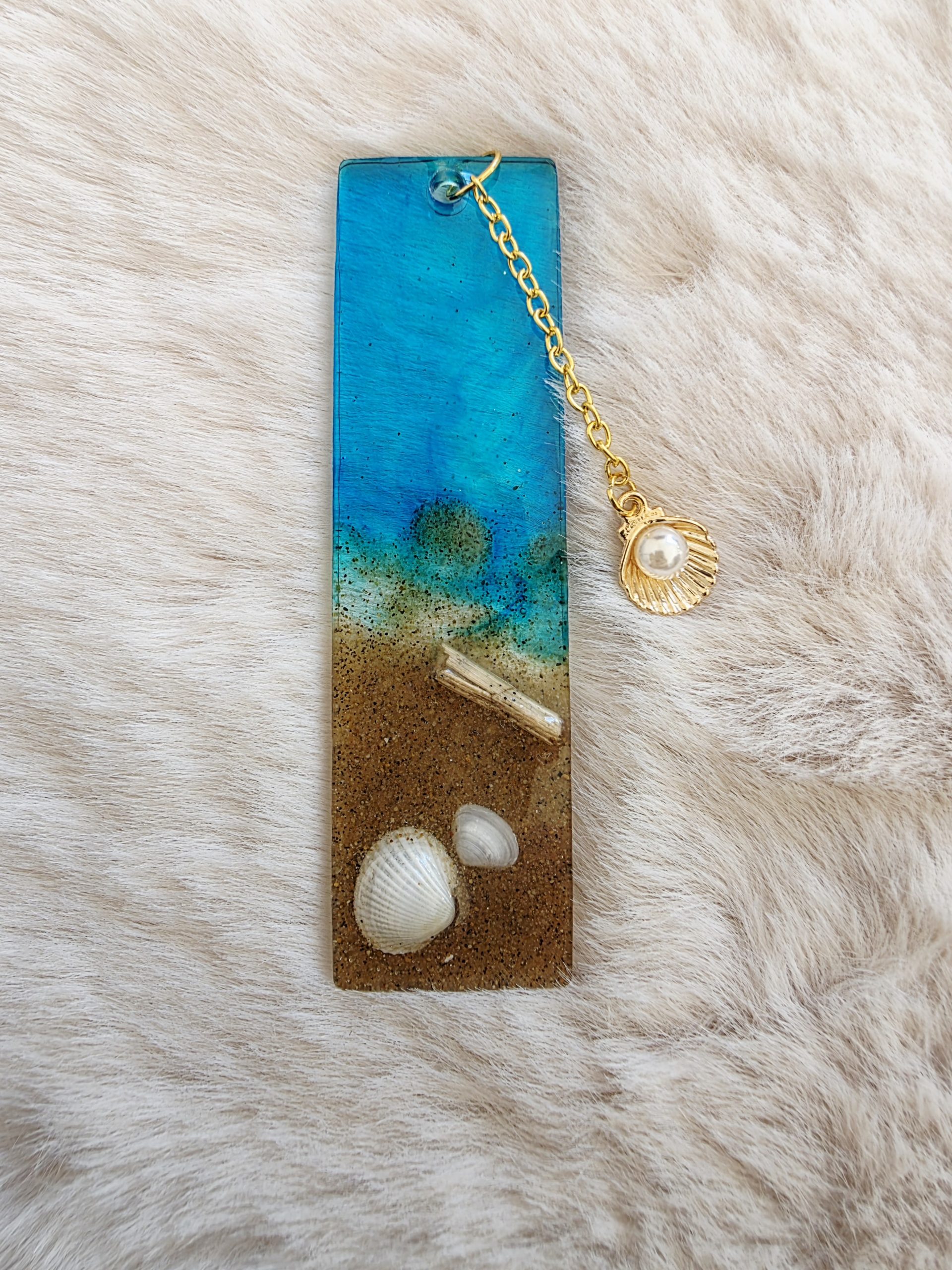 Marque-page - Plage — marque-page en résine époxy fait main, pièce unique